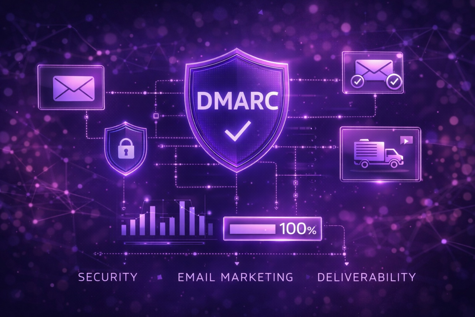 DMARC shield protecting email security and deliverability with SPF and DKIM