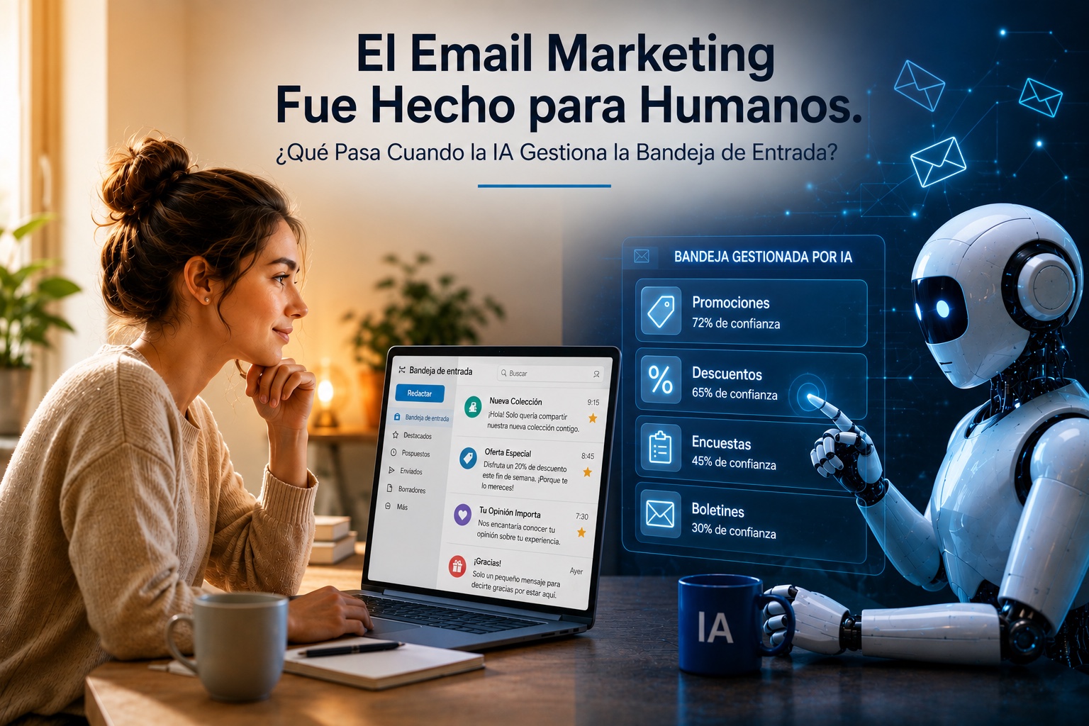 Agente de IA leyendo y filtrando la bandeja de entrada de email en nombre de un usuario humano
